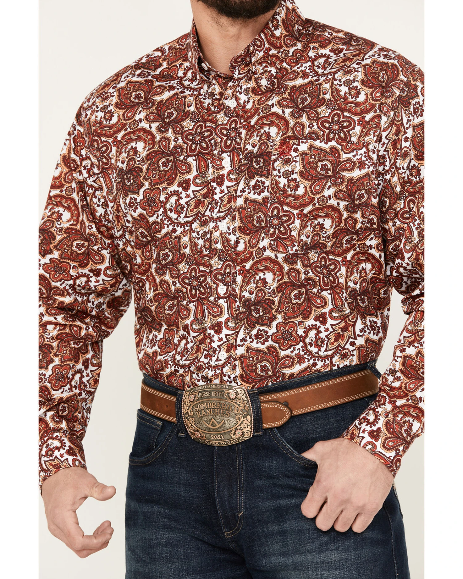 Cinch Men's Paisley Print Long Sleeve Button Down Western Shirt 3 Cinch Men's Paisley Print Long Sleeve Button Down Western Shirt - Image 3