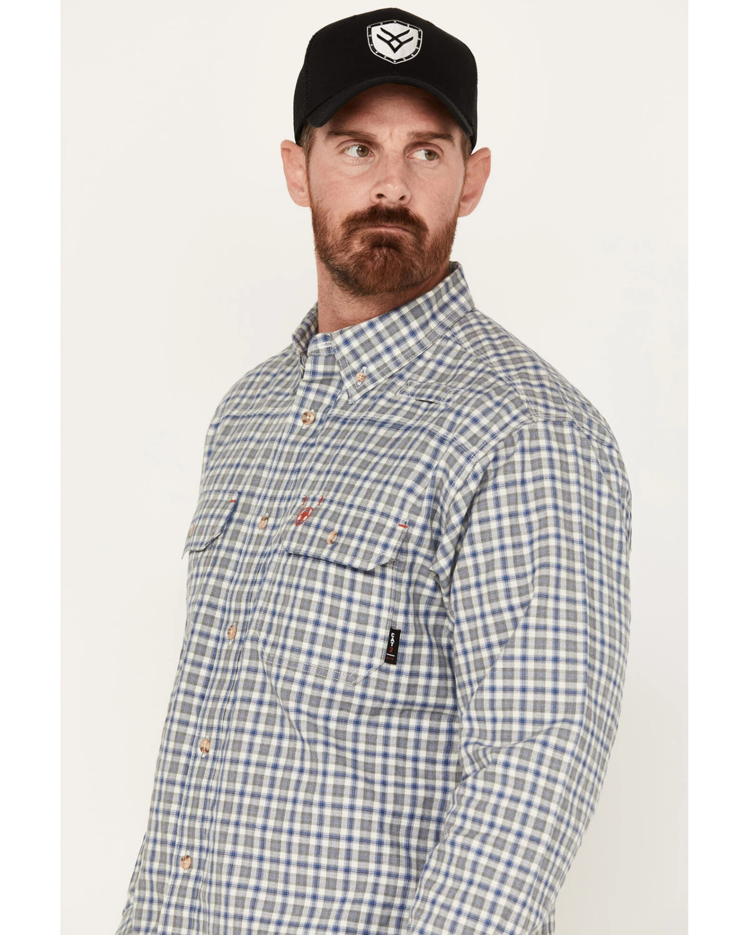 Ariat Men's FR Plaid Print Featherlight Long Sleeve Button Down Work Shirt 2 Ariat Men's FR Plaid Print Featherlight Long Sleeve Button Down Work Shirt - Image 2