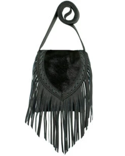 American West Women's Hair-On Fringe Saddle Crossbody