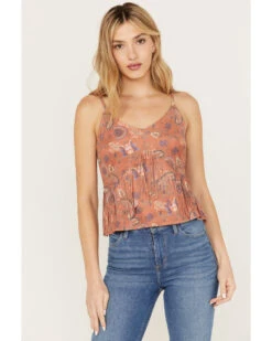 Idyllwind Women's Golden Road Print Fringe Top