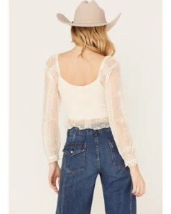 Jolt Women's Lace Smocked Long Sleeve Top -Western Cowboy Clothing Shop 2000386452 103 P4
