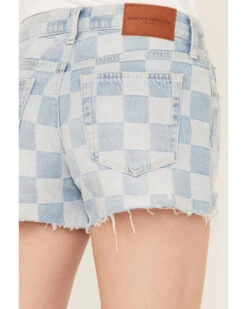 Lucky Brand Women's Light Wash Speedway Checkered Mid Rise Distressed Shorts -Western Cowboy Clothing Shop 2000388111 412 P4