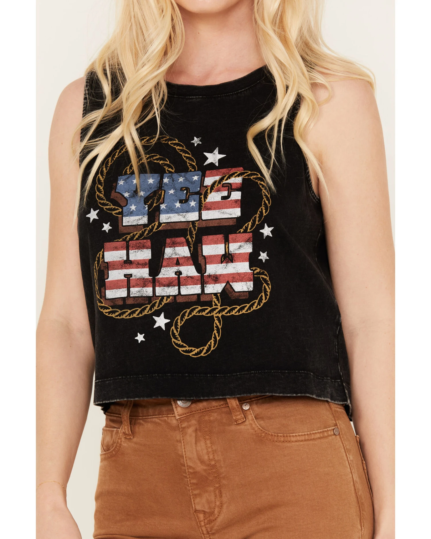 White Crow Women's Yeehaw Americana Cropped Graphic Tank 2 White Crow Women's Yeehaw Americana Cropped Graphic Tank - Image 2