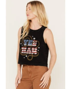 White Crow Women's Yeehaw Americana Cropped Graphic Tank 6 White Crow Women's Yeehaw Americana Cropped Graphic Tank -Western Cowboy Clothing Shop 2000388269 001 P3