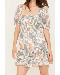 Flying Tomato Women's Floral Smocked Short Sleeve Mini Dress -Western Cowboy Clothing Shop 2000388706 103 P3
