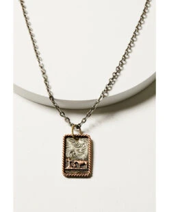 M & F Western Men's Silver Praying Cowboy Dog Tag Necklace