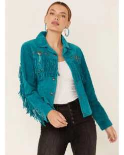 Scully Fringe & Beaded Boar Suede Leather Jacket