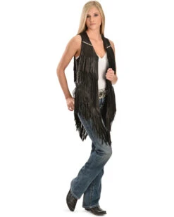 Kobler Leather Women's Yucaipa Fringe & Rhinestone Leather Vest -Western Cowboy Clothing Shop 225J37 89 D2
