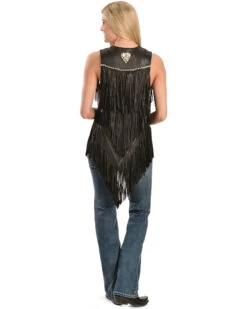Kobler Leather Women's Yucaipa Fringe & Rhinestone Leather Vest -Western Cowboy Clothing Shop 225J37 89 P2