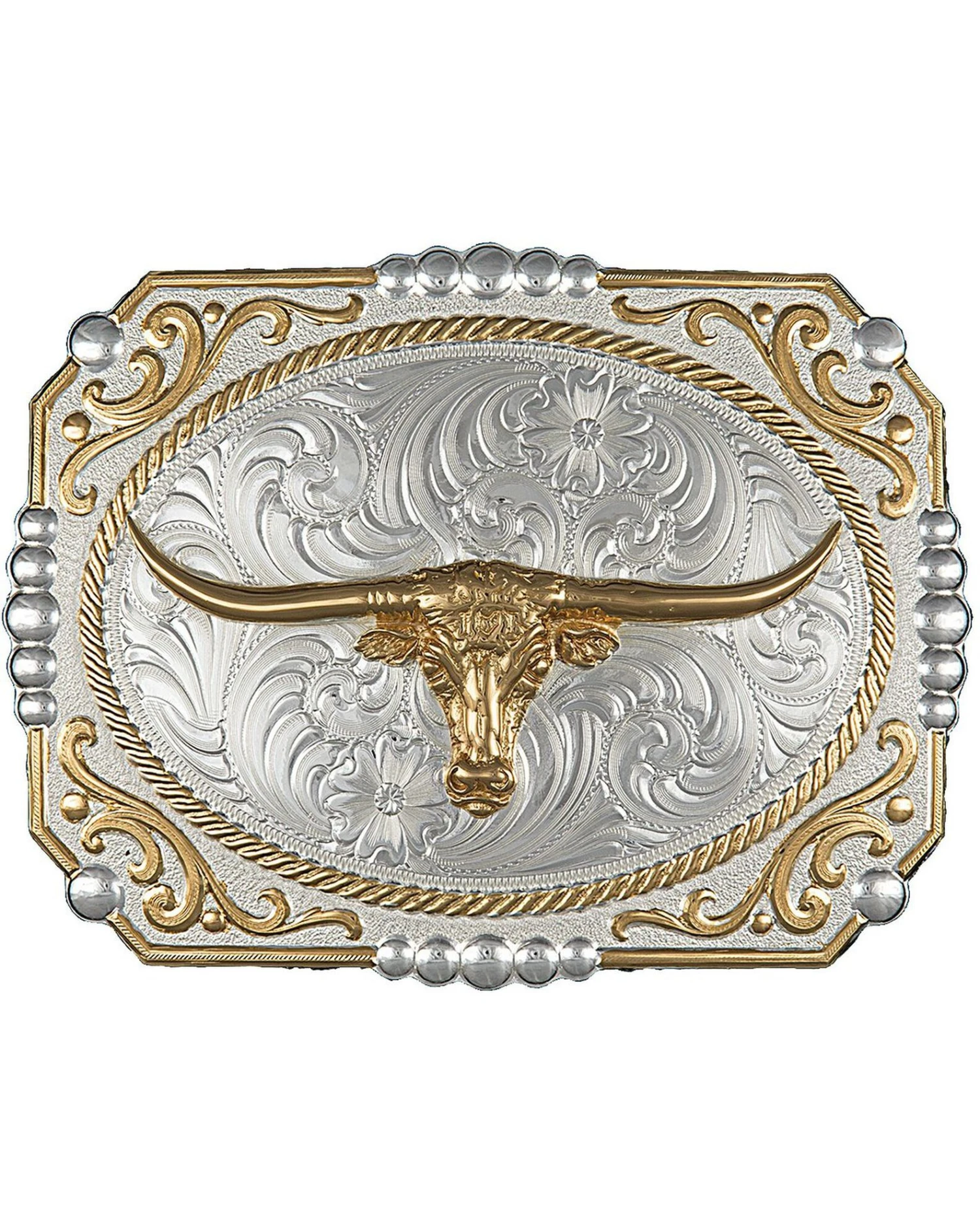 Montana Silversmiths Dual-Tone Cowboy Cameo Longhorn Buckle 1 Montana Silversmiths Dual-Tone Cowboy Cameo Longhorn Buckle